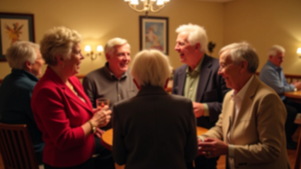 Group of happy seniors aged 60-75 standing together and smiling in a bright dance studio